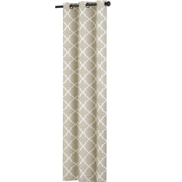Fret Thermaback Natural Lattice 42" X 84"L Blackout Single Grommet Curtain Panel - Picture 1 of 4